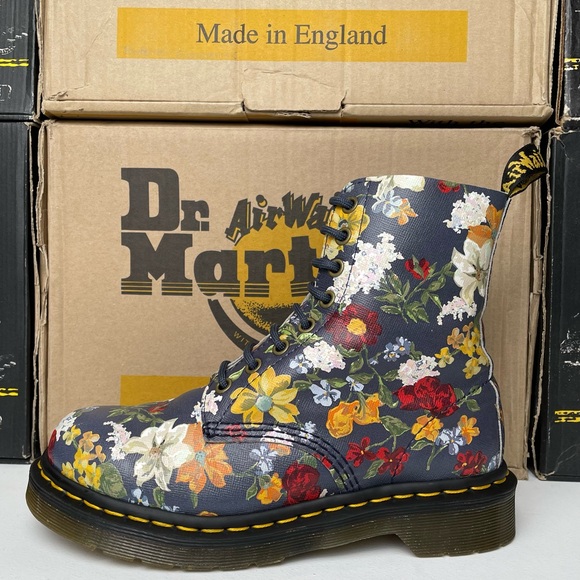 Dr. Martens 1460 Pascal Darcy Floral Print Navy Blue Leather Boho Boots UK 4 - Picture 6 of 17